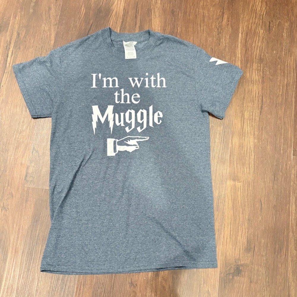 Harry Potter "I'm With The Muggle" Graphic T Shirt Small Blue
